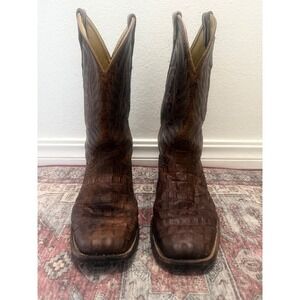 Cavenders Mens Brown Caiman Crocodile Tail Western Cowboy Boots Square Toe 9 D